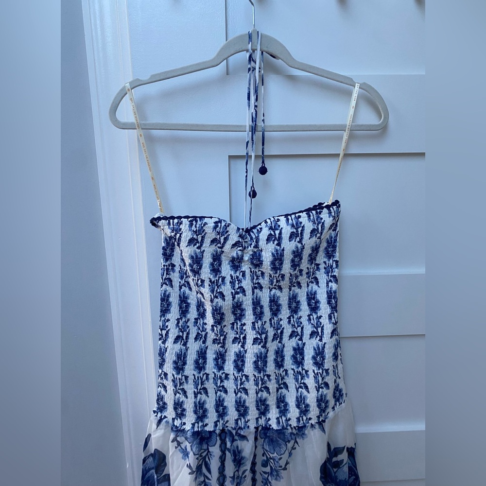 Farm Rio Blue and White Maxi Scarf Dress - Picture 4 of 10